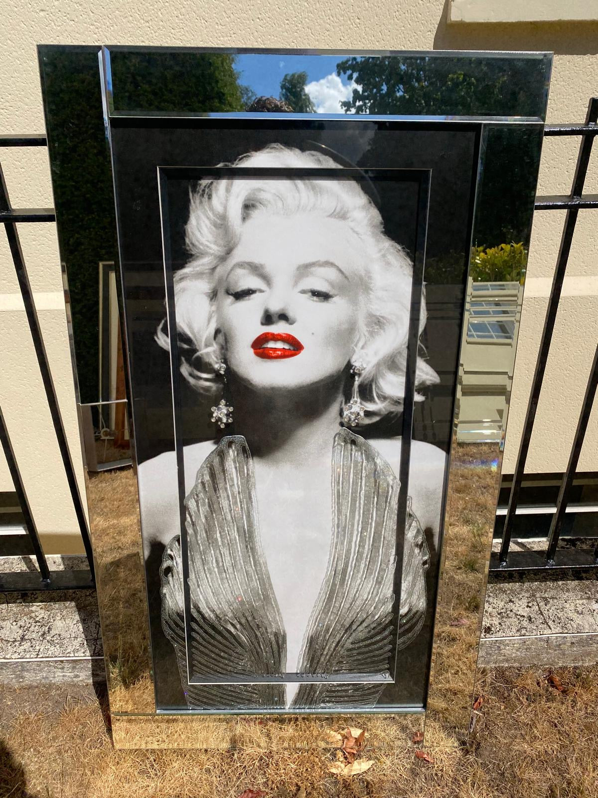 Marilyn Monroe, Wall Picture, Silver, Mirror Frame, Red Lips