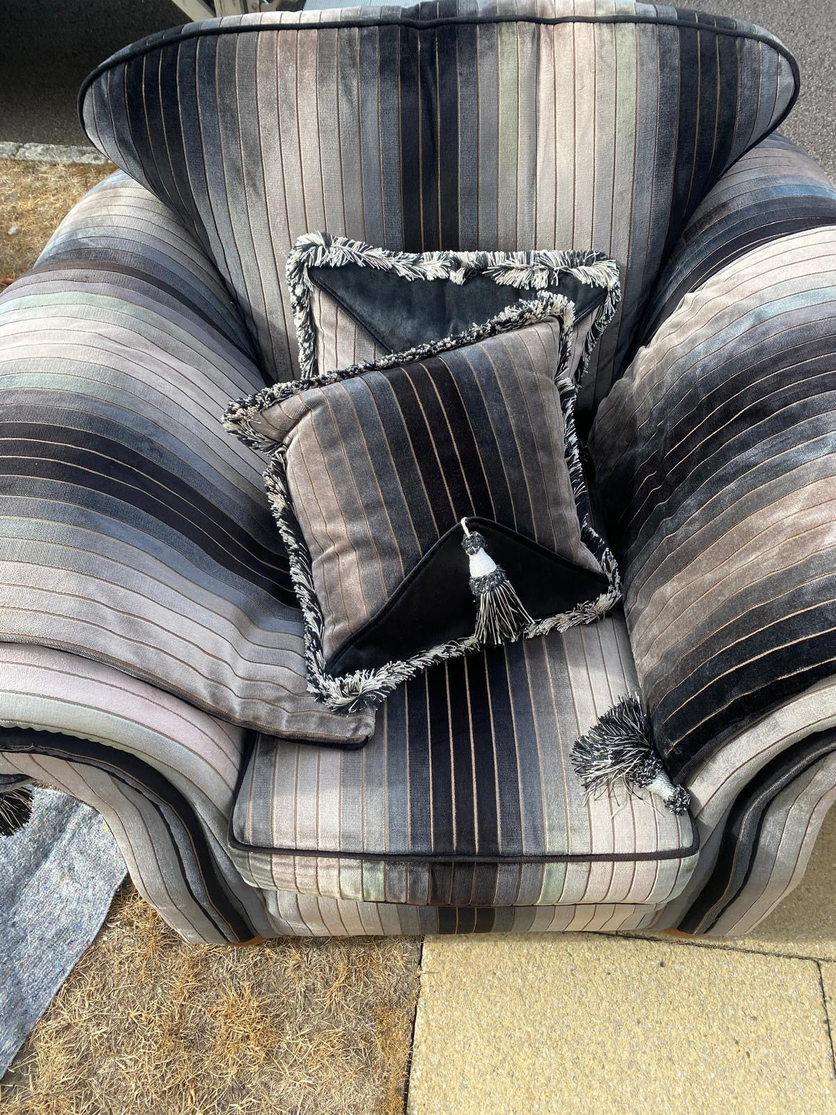 Two Seater Sofa , Armchair X2 , Footstool X 2 Matching Cushion Sofa Set Handmade