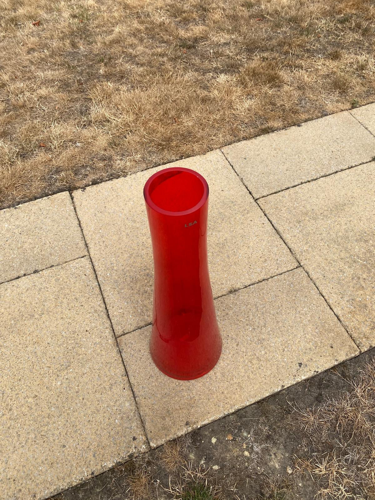 Lsa large 60cm vase red blown glass