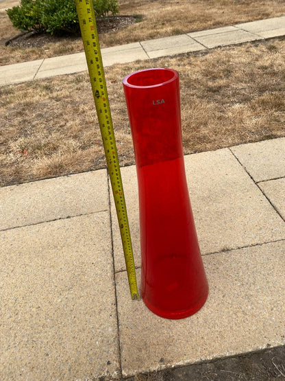 Lsa large 60cm vase red blown glass
