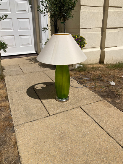 Table lamp side lamp hand blown green glass no shade